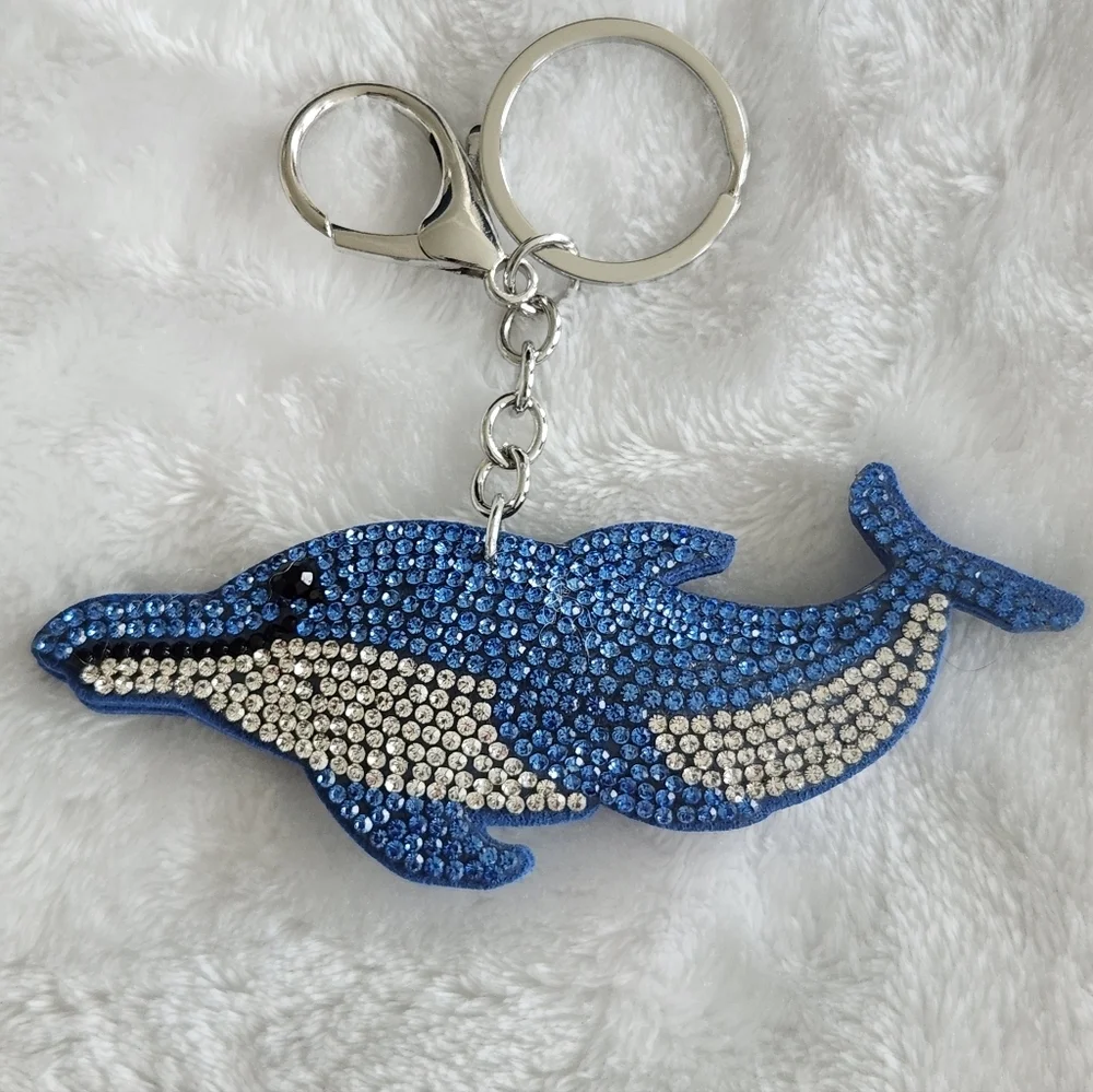 Blue Rhinestone Dolphin Keychain Animal Bah Charm